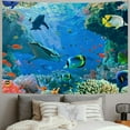 thumbnail image 2 of Fenyluxe  Dolphin Tapestry Tropical Fish and Coral Reef in Cave under Deep Sea Wall Hanging Ocean Tapestries for Kids Bedroom Living Room Dorm Birthday Party Wall Decor 40x30inch, 2 of 6