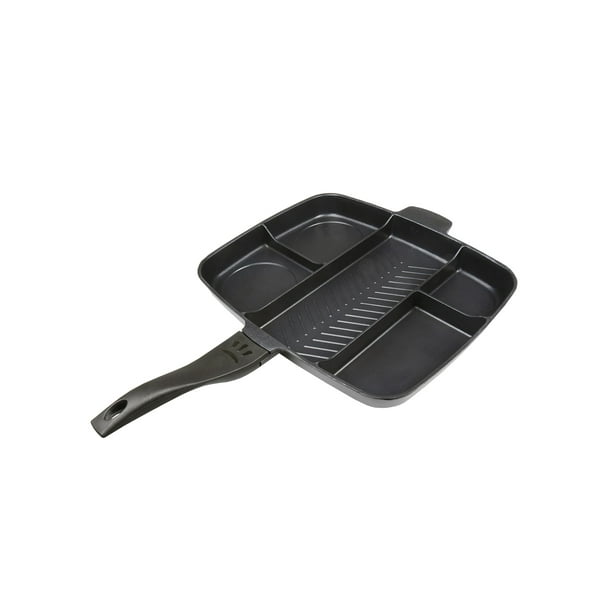 Volar Fashion Divided Nonstick Frying Pan Black Cast Aluminum Skillet