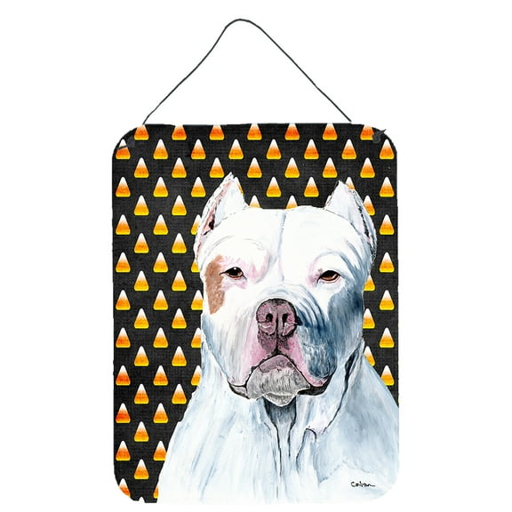 Pit Bull Candy Corn Halloween Portrait Wall or Door Hanging Prints