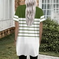 thumbnail image 5 of Womens Side Slit Tunic Tops, Short Sleeve Shirts for Women Summer Fashion Striped Printed Patchwork V Neck Short Sleeve T-Shirts with Pockets, 5 of 5