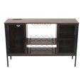 thumbnail image 3 of Wine Bar Cabinet with Power Outlets, Industrial Coffee Bar Cabinet for Liquor and Glasses, Farmhouse Bar Cabinet for Kitchen, Dining Room, Living Room, Rustic Brown, 3 of 10