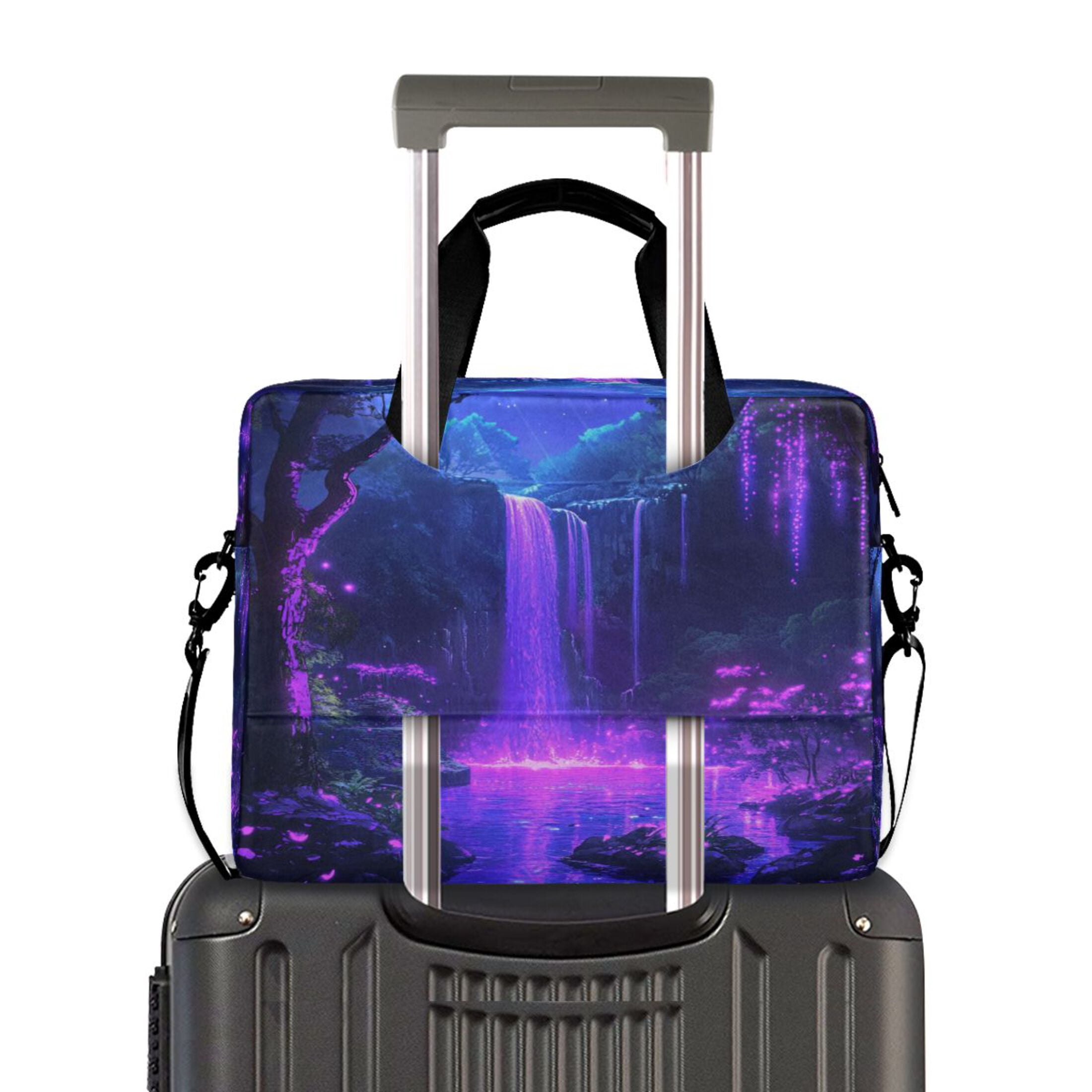16" Laptop Tote Bag Laptop Sleeve Case Computer Briefcase for Work & Travel Purple Neon Waterfall