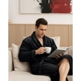 thumbnail image 4 of Albornoz de spa de lujo para hombre de NY Threads, de polar, con cuello chal, talla grande/extra grande, color negro, 4 of 7