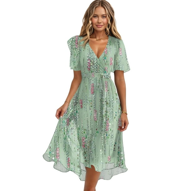 green emerald velvet dress Romantic Mint Green Regency Era Embroidered Dress With Ruffle main image 0