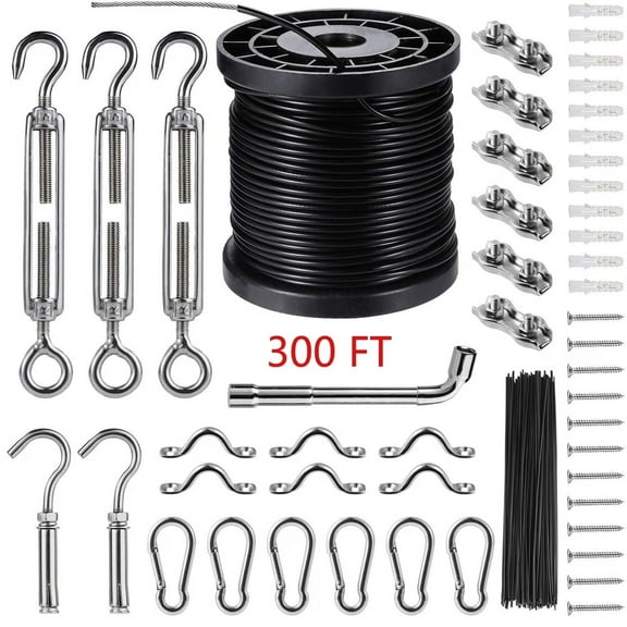 String Lights Hanging Kit,Globe String Lights Suspension Kit Light Guide Hanging Wire 300 FT Fit for Backyard Outdoor Home