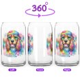 thumbnail image 2 of Hippie Cocker Spaniel Portrait Watercolor Tie-Dye Vintage Styles 16oz Glass Cup Mug Cockers Dog Lover Gifts Glass Can - 00014, 2 of 5