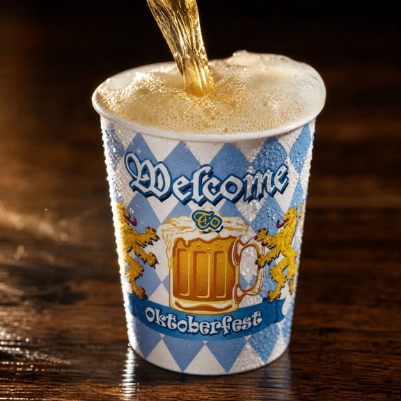 Fmbmuo Oktoberfest Themed Checkered Party Decorations Hanging Banners And Disposable Paper Cups