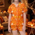 thumbnail image 2 of Kids Halloween Pajamas Size 3-4 Years Childrens Casual Loungewear Short Sleeve Top and Shorts Cozy Set Girls' Pajama Sets Orange, 2 of 6