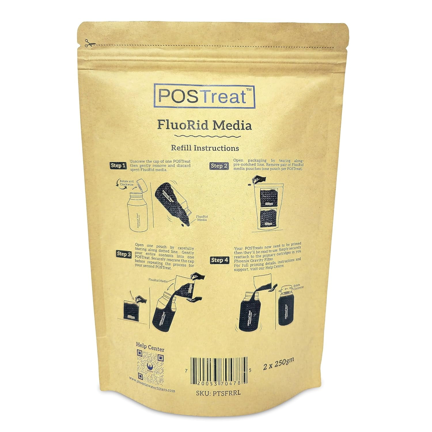 PHOENIX GRAVITY POSTreat FluoRid Media Refill for POSTreat Steel Fluoride Reduction Filters, Removes > 95% Fluoride from drinking water