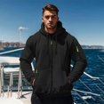 thumbnail image 3 of Comfortable Men Athletic Hooded Jacket Double Zipper Storage Sports Look, 3 of 20