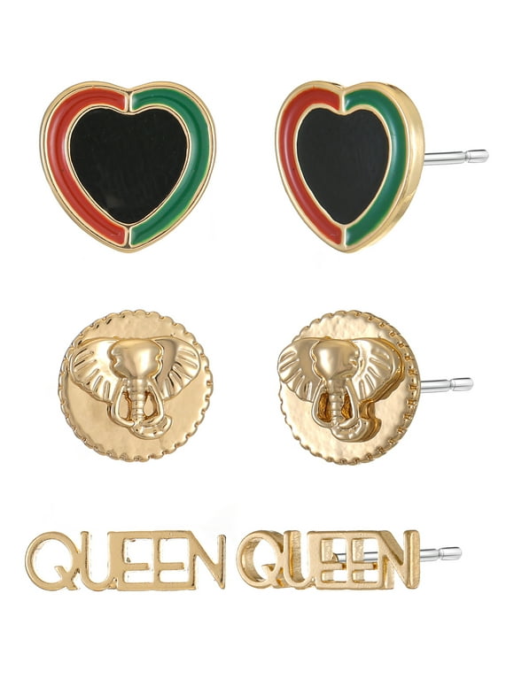 Black Heritage Queen Earrings, 3 Pairs