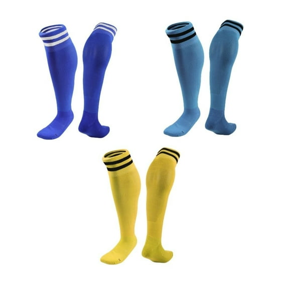 Lian LifeStyle 3 Pairs Knee High Sports Socks for Soccer, Softball, Baseball, Soccer, and Many Other Sports XL002 Size M (Black,Blue,Green)