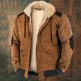 thumbnail image 1 of DondPO Puffer Jacket Men Mens Coat Men's Color Matching Hooded Cotton Jacket With Zipper Fleece Jacket Men Mens Tops Brown 4XL, 1 of 4