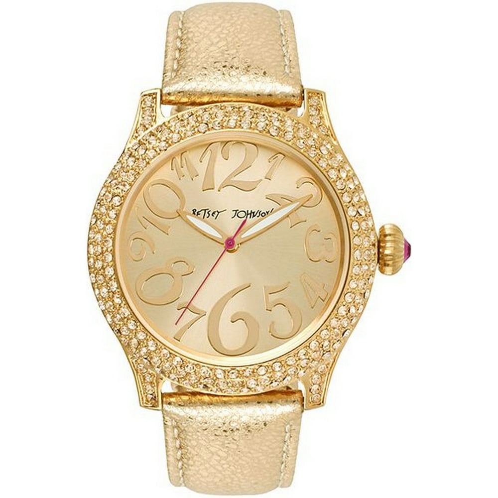 Betsey Johnson Women's Metallic Gold Crystallized Watch BJ0001959