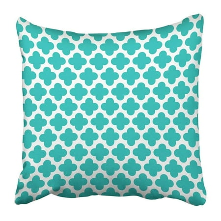 Green Tweed Pillow (ARTJIA Blue Modern Turquoise Quatrefoil Pattern Green Diamond Morrocan Contemporary Clover Teal Morrocco Pillowcase Pillow Cushion Cover 20x20)