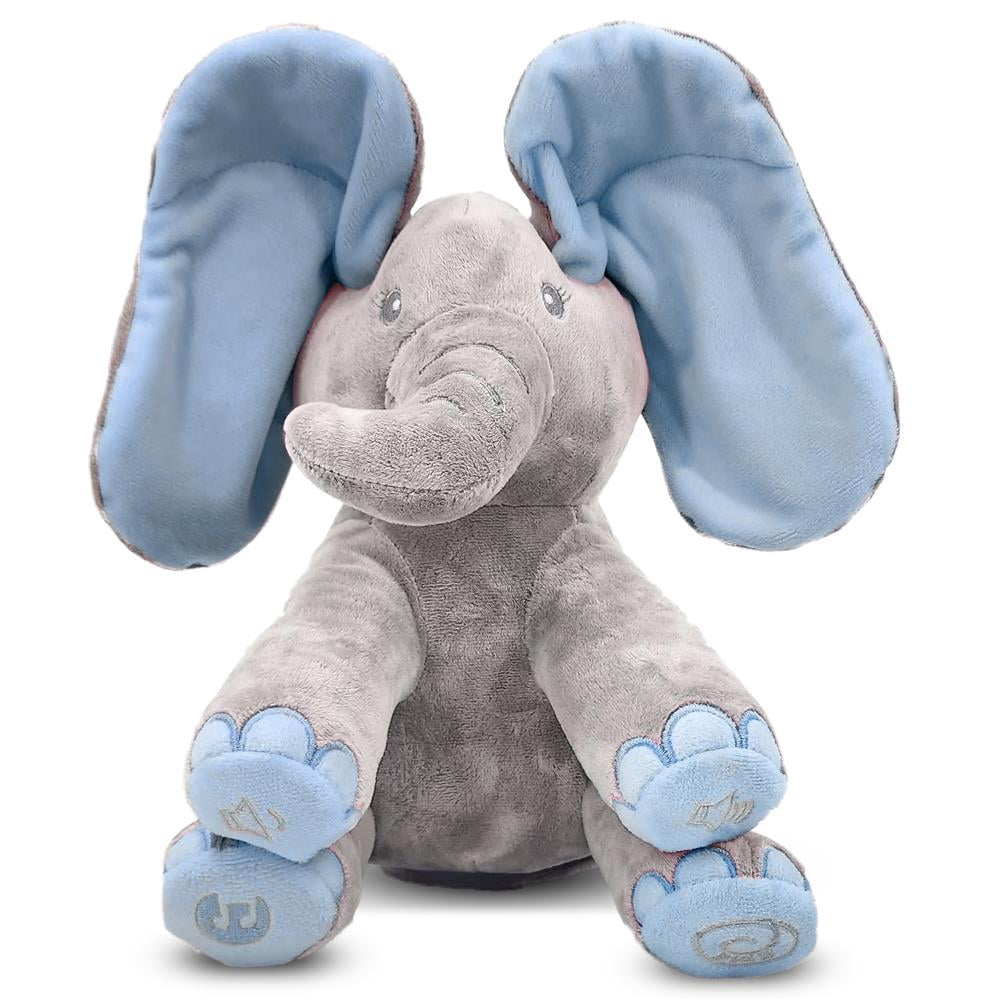 Dimple Kyle Blue Interactive Stuffed Animal Toy, Animated Singing Elephant Plush with Peek-A-Boo, for Babies, Kids & Toddlers, Ages 0 and up , Battery Included