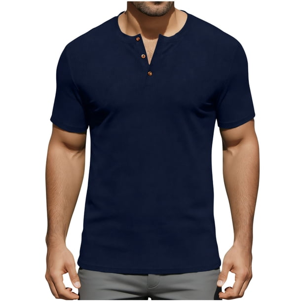 Usted Es Más Que una Prueba de Puntuación Estilo de Camisa Casual de Color Sólido Botón de Manga Corta Cuello Redondo Blusa, Hombre Casual de Manga Corta Botón Abajo Camisas Suéter
