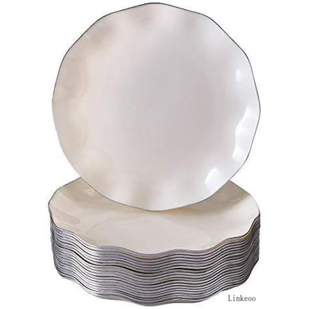 DISPOSABLE DESSERT PLATES 10 Pc Heavy Duty Plastic Dishes Elegant