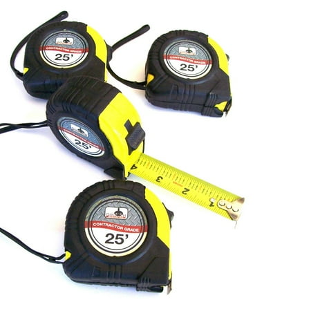 

25 Foot Tape Measures Contractor Grade Fractional Blade 4Pcs