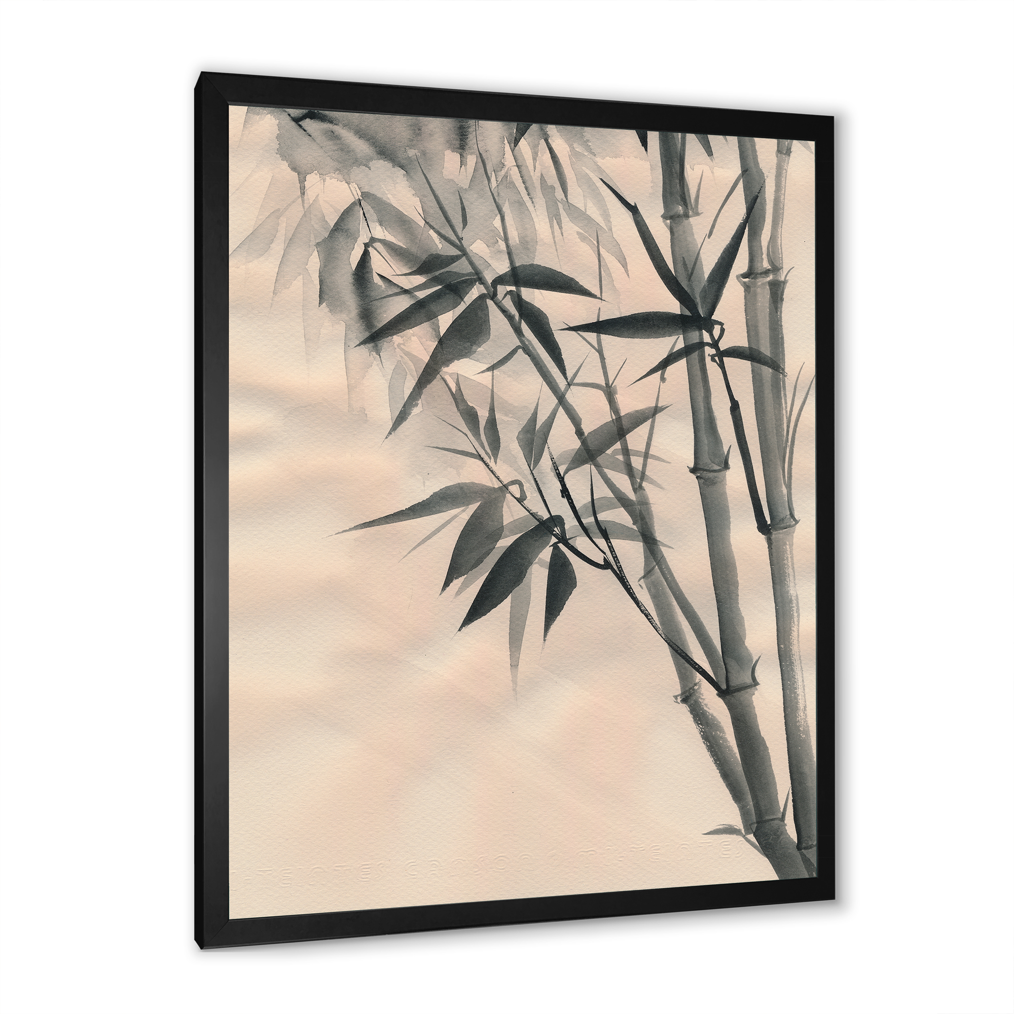 Designart 'Vintage Black and White Bamboo I' Traditional Framed Art Print