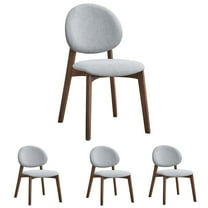 Set of 4 Linen Side Chair, Upholstered Dining Chairs, High Back Kitchen Chairs for Kitchen Living Room, Armless with Wood Legs (Gray)