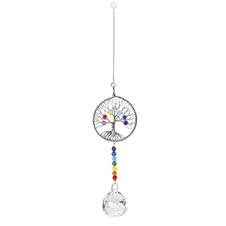 

TBOLINE Crystal Wind Chime Pendant Colorful Life Tree Hanging Drops Decor (White)