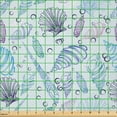 thumbnail image 2 of Ambesonne Nautical Fabric by the Yard Microfiber, Seashells Bubble Ocean, 5 Yards, Indigo Pale Blue Purple, 2 of 2