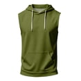 thumbnail image 6 of Men's Sleeveless Hoodie Casual Vintage Washed Muscle Tank Top Workout Gym Loose Fit Drawstring Hooded Shirt Summer Tops,XXL,Army Green, 6 of 7