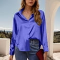 thumbnail image 4 of YHAJDS Blouse Womens Tops Solid Color Long Sleeve Button Lapel Stylish Daily Wear Casual Blouse Spring Summer, 4 of 5