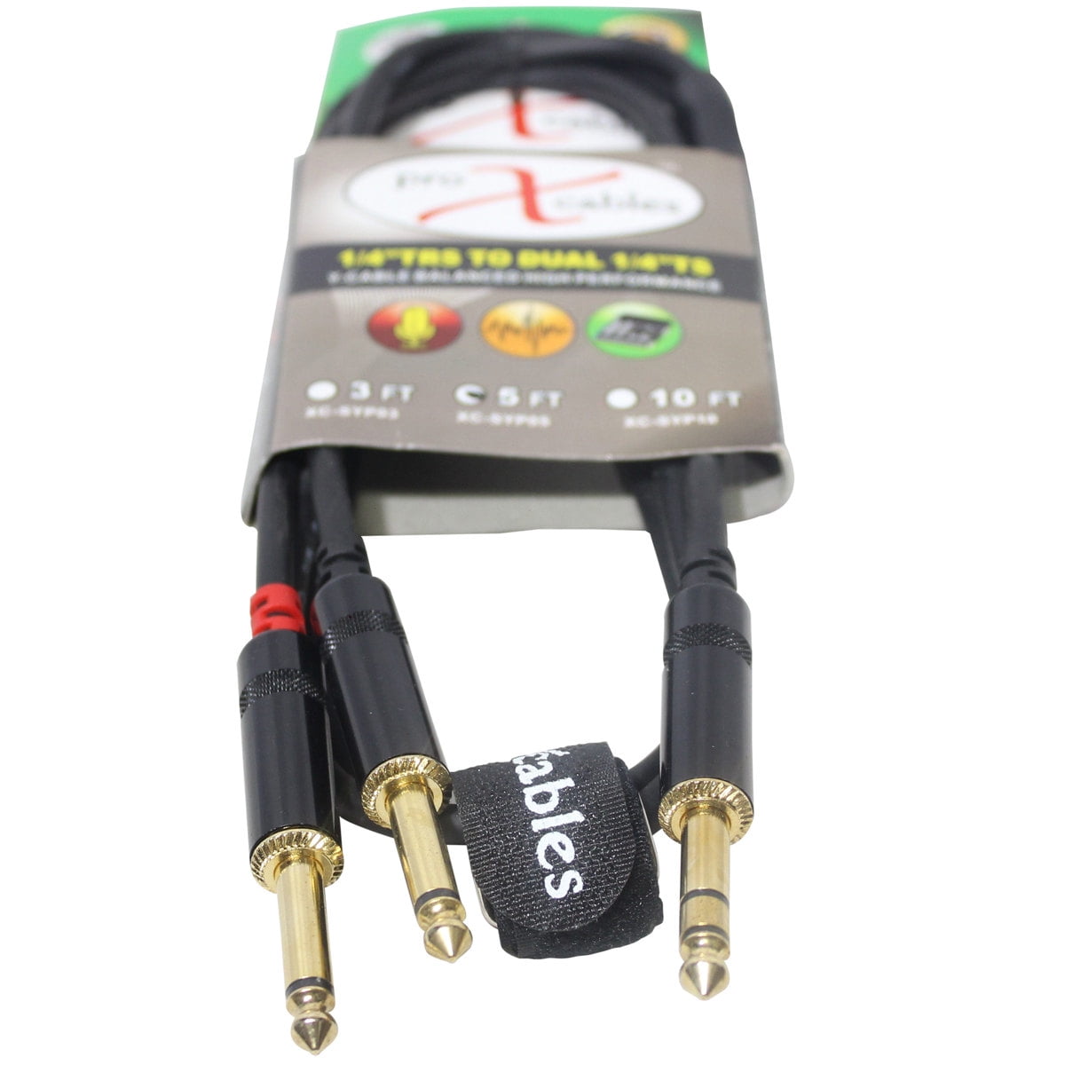 ProX XC-SYP05 5' 1/4" TRS-M Stereo to Dual 1/4" TS-M Unbalanced High Performance Audio Y Cable