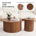 thumbnail image 3 of Wirrytor Round Coffee Table Sets 2 Pieces, Wood Fluted Coffee Table with Storage, for Living Room Bedroom, Apartment(Walnut), 3 of 9