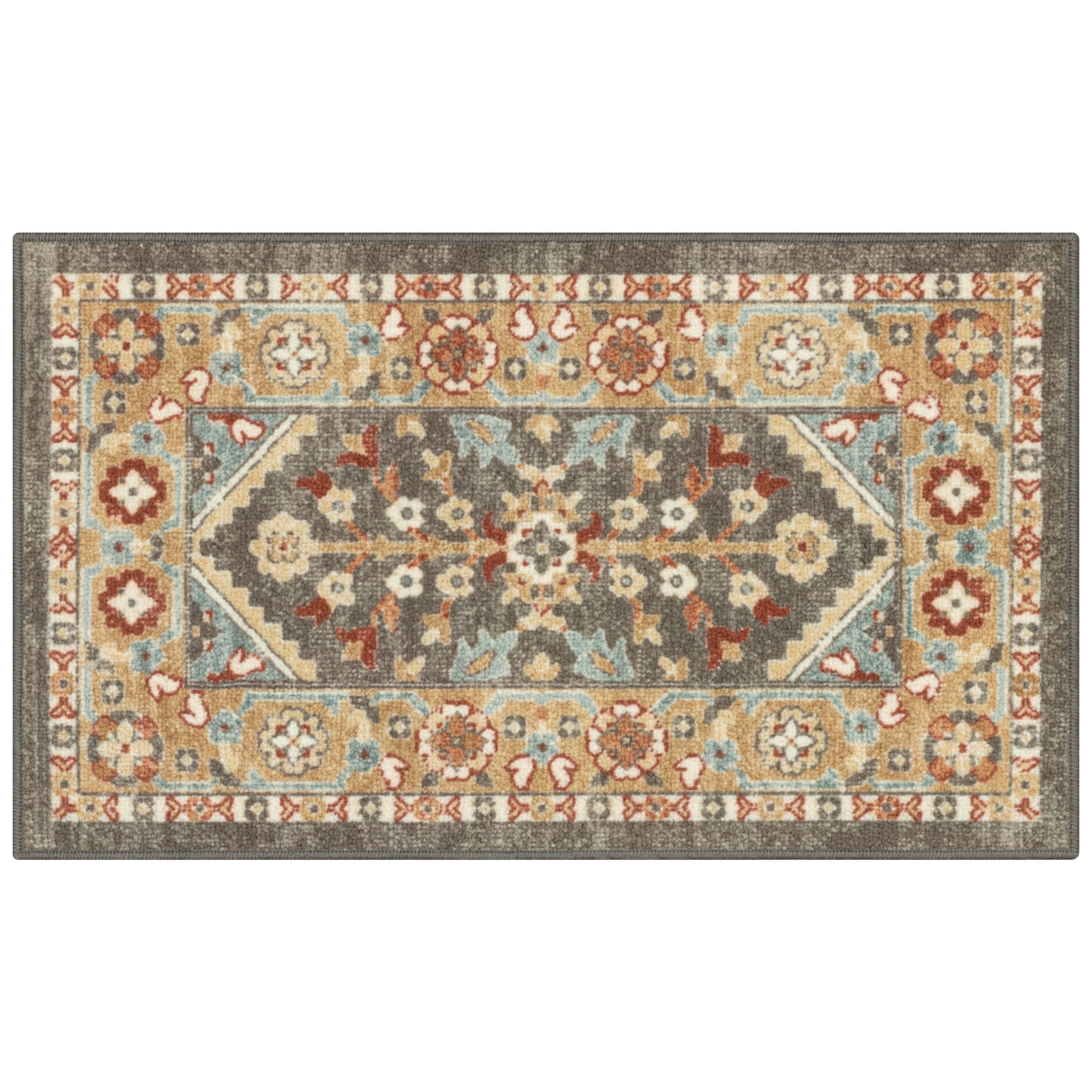 (2 pack) Mainstays Persian Border Medallion Loop Print Rust Brown Indoor Accent Rug, 1'8"x2'10"