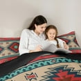 thumbnail image 4 of jejeloiu Ancient Geometric Rhombus Queen Comforter Set,Boho Exotic Style Bedding Sets,Rustic Aztec Triangle Bedding Comforter Set For Adults,Super Cozy Room Decor Reversible,3pcs, 4 of 7