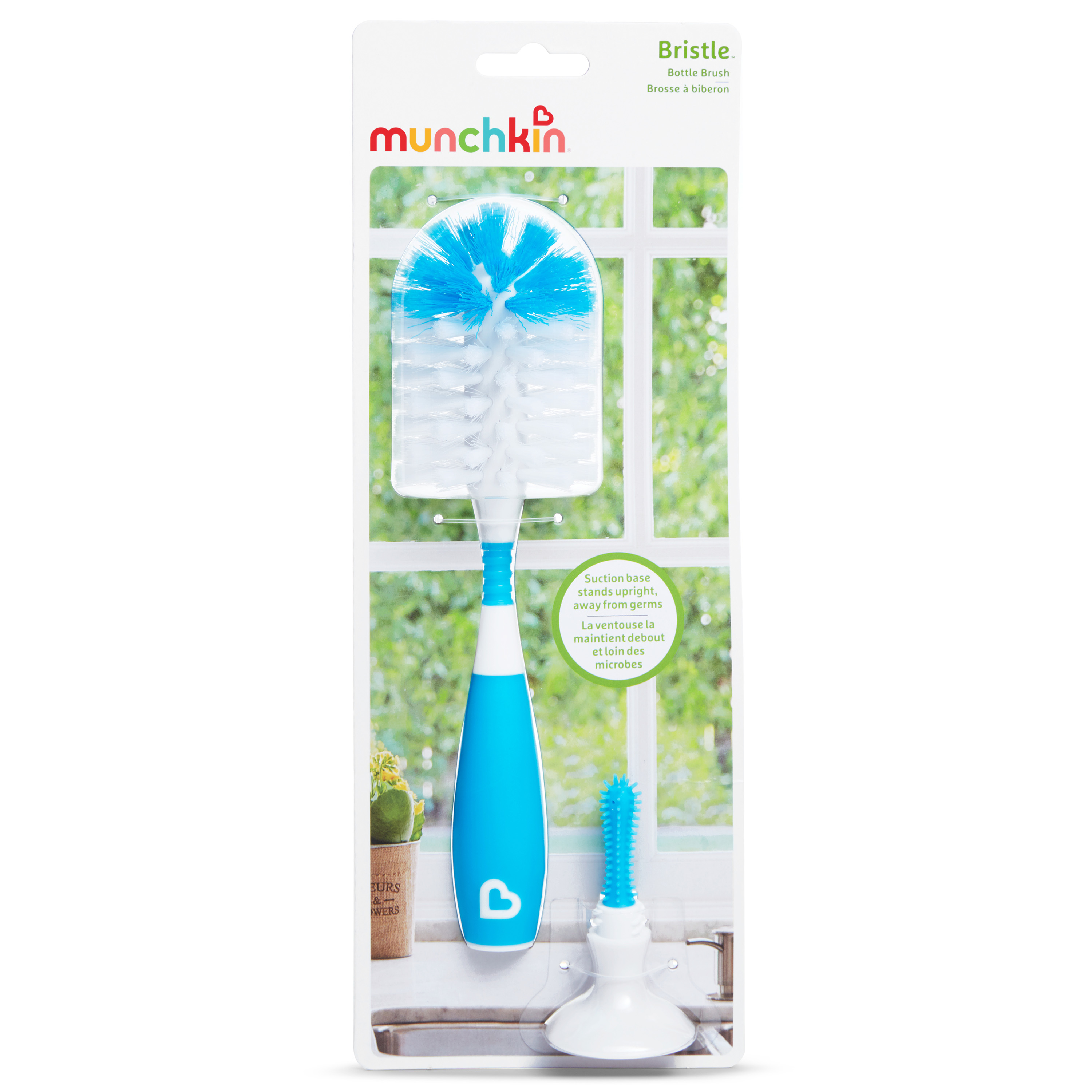Munchkin® Bristle™ Baby Bottle Brush, Includes Suction Base, Blue, Unisex - image 4 of 5