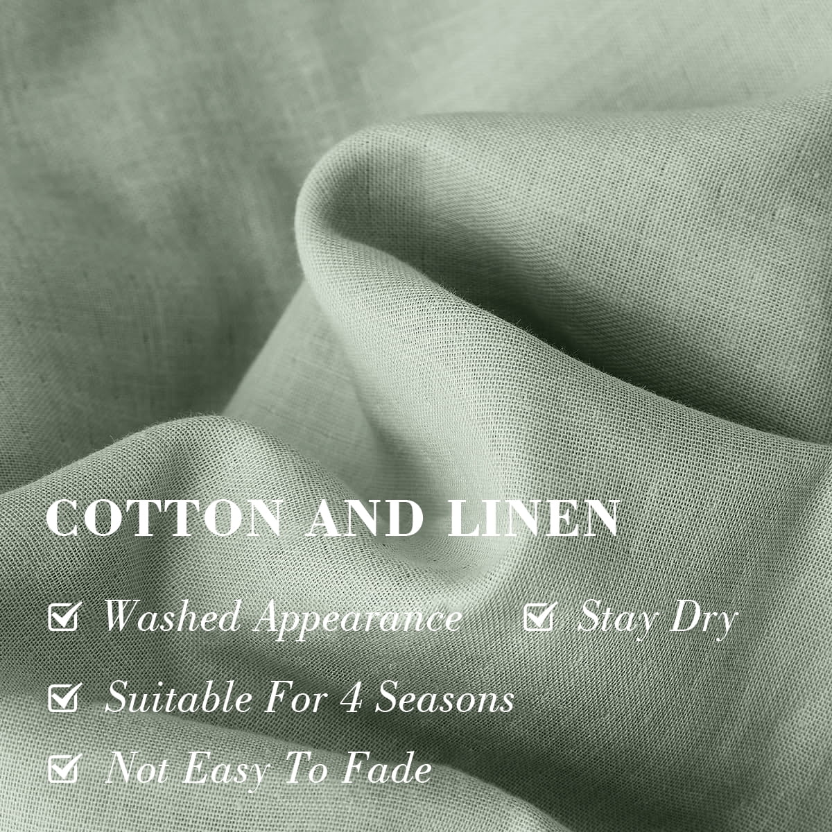 NAYOROOM 100% Organic Cotton Duvet Cover Twin Size, 2 Pieces Double Layer Cotton Gauze Bed Set Duvet Cover,Pale Green