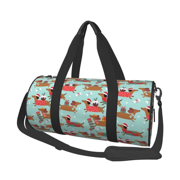 Easygdp Dachshund Christmas Play Bolsa de Viaje, Bolsa de Mano, Bolsa de Gimnasio, Bolsa de Equipaje para Viaje