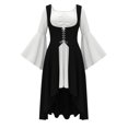 thumbnail image 6 of Ounisa Women's Renaissance Medieval Long Sleeve Square Neck Lace Up Corset Dress, Victorian Gothic Halloween Costume Party Gown, 6 of 6