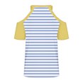 thumbnail image 5 of Lovskoo Womens Summer Tops Trendy Striped Print V-Neck Off Shoulder Casual Short Sleeved Top Shirt Yellow, 5 of 6