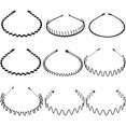 thumbnail image 1 of Metal Headband Set - 9 Pieces Elastic Wavy Spring Wave Non-Slip Sports Hair Hoop for Men and Women (Black), 1 of 5