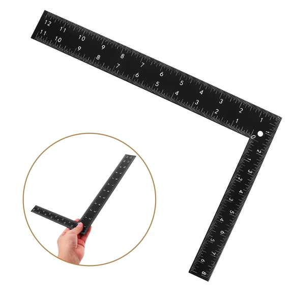 FOMIYES Black Steel L-Square Ruler for Woodworking, Precision Right Angle Measuring and Drawing Tool for Carpentry