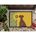thumbnail image 3 of Summer Sunflowers Natural Ear Red and Tan Doberman Pinscher Indoor or Outdoor Mat 24x36 36 in x 24 in, 3 of 7