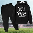 thumbnail image 3 of SonxaHe Toddler Boy's Outfits Letter Print Long Sleeve Hoodie Sweatpants Kids Sports Fall Winter Outfit Set Black,Sized 3-4, 3 of 3