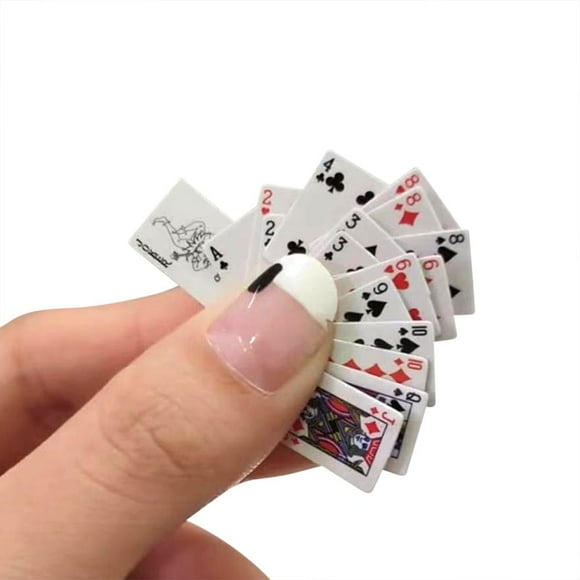 Mini Accessoires de Poupée de Poker avec 54 Cartes à Jouer pour Jeu de Voyage et Décoration de Maison