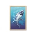 thumbnail image 1 of Shark Wall Art with Frame, Digital Psychedelic Mammal Droplets Scary Atlantic Beast Abstract Art, Printed Fabric Poster for Bathroom Living Room, 23" x 35", Blue Grey, by Ambesonne, 1 of 2