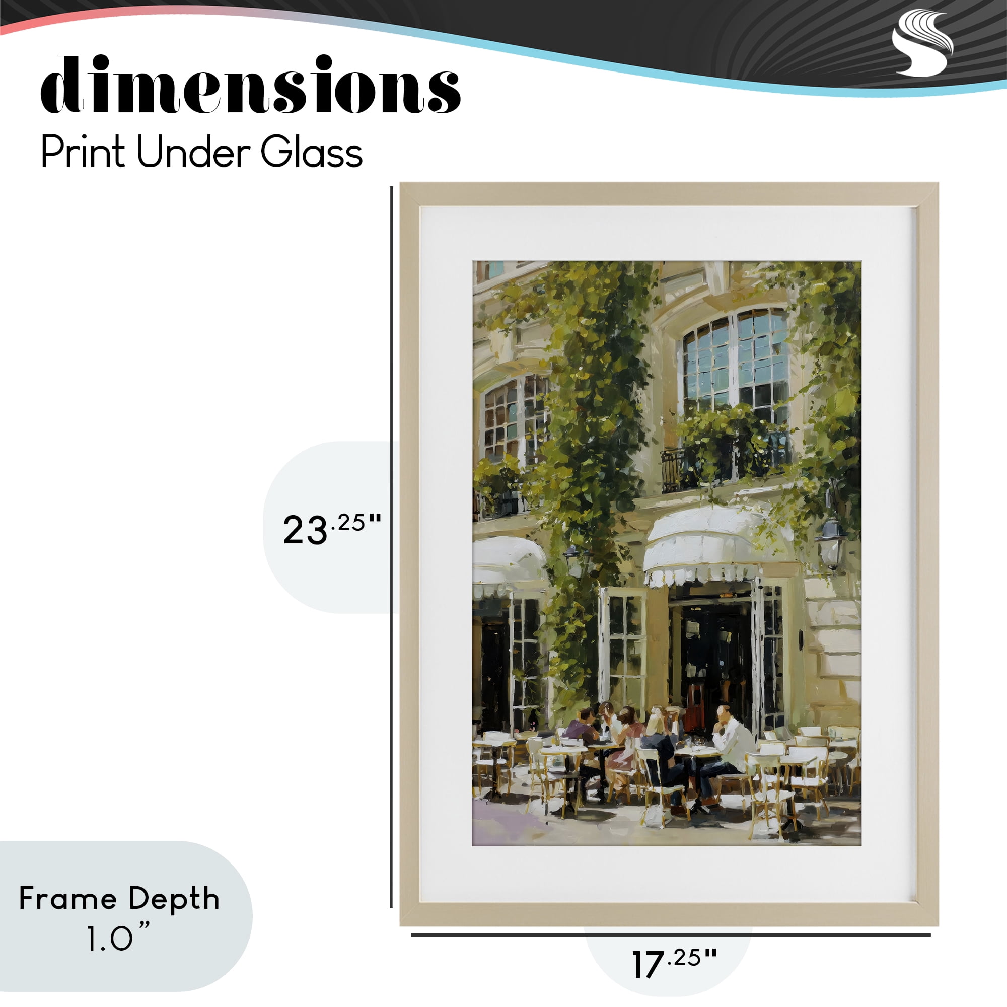 Stupell Industries Cafe Terrace with Ivy Birch Framed Print Under Glass, design by Petal Prints Design