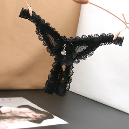 

nsendm Underwear Open Crotch Briefs Underpants Lace Sexy Panties Low Waist Women s Lingerie with Underwire Underwear Black One Size
