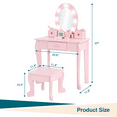thumbnail image 3 of TEQIN Kids Vanity Set with Mirror,Kids Vanity Table and Chair Set Girls' Makeup Dressing Table with Lights,Makeup Playset Toddler Pretend Dressing Table for Age 4-9 Years, 3 of 10