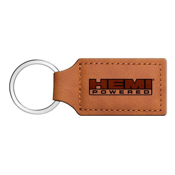 HEMI Powered Rectangular Brown Leather Key Chain
