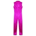 thumbnail image 4 of CHICTRY Kids Girls Metallic Long Jumpsuit Sleeveless Gymnastics Acrobatics Full Length Unitard Bodysuit Hot Pink 16, 4 of 5