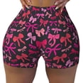thumbnail image 2 of Fotbe pink ribbon bows Seamless Shorts, Womens Workout Shorts High Waist Stretch Booty Short for Gym/Yoga/Running/Biking-XX-Large-Large, 2 of 8